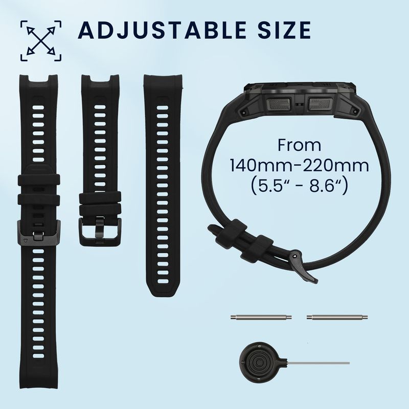 Laptop, Telefoane si Tablete - Wearables si gadgeturi - Wearables - Accesorii wearables - Curea pentru smartwatch Kwmobile pentru Garmin Instinct 3 50 mm, curea reglabila, silicon, negru - Infinity.ro