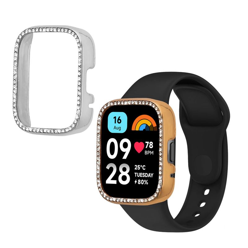 Laptop, Telefoane si Tablete - Wearables si gadgeturi - Wearables - Accesorii wearables - Set 2 rame pentru smartwatch Kwmobile pentru Xiaomi Redmi Watch 3 Active, Redmi Watch 3 Lite, plastic, argintiu, auriu - Infinity.ro
