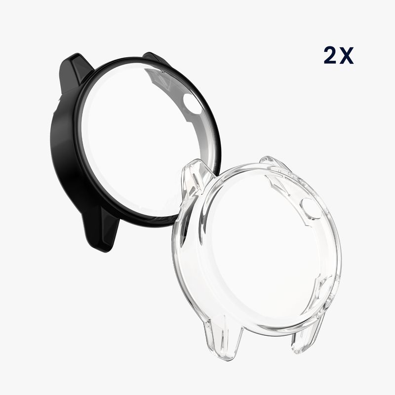 Laptop, Telefoane si Tablete - Wearables si gadgeturi - Wearables - Accesorii wearables - Set 2 huse smartwatch Kwmobile pentru Honor Magic Watch 2 46 mm, antizgarieturi, flexibil, silicon, transparent, negru - Infinity.ro