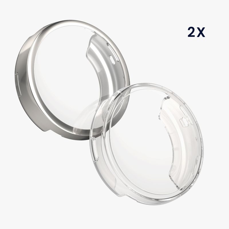 Laptop, Telefoane si Tablete - Wearables si gadgeturi - Wearables - Accesorii wearables - Set 2 huse smartwatch Kwmobile pentru Amazfit Active Max A2557, antizgarieturi, flexibil, silicon, argintiu, transparent - Infinity.ro