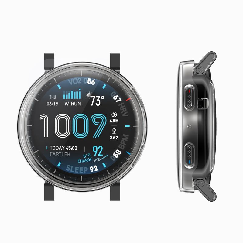 Laptop, Telefoane si Tablete - Wearables si gadgeturi - Wearables - Accesorii wearables - Set 2 huse smartwatch Kwmobile pentru Amazfit Active Max A2557, antizgarieturi, flexibil, silicon, argintiu, transparent - Infinity.ro