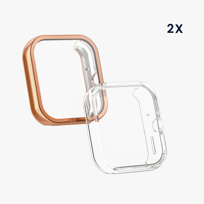 Laptop, Telefoane si Tablete - Wearables si gadgeturi - Wearables - Accesorii wearables - Set 2 huse smartwatch Kwmobile pentru Xiaomi Redmi Watch 4, antizgarieturi, flexibil, silicon, transparent, auriu - Infinity.ro