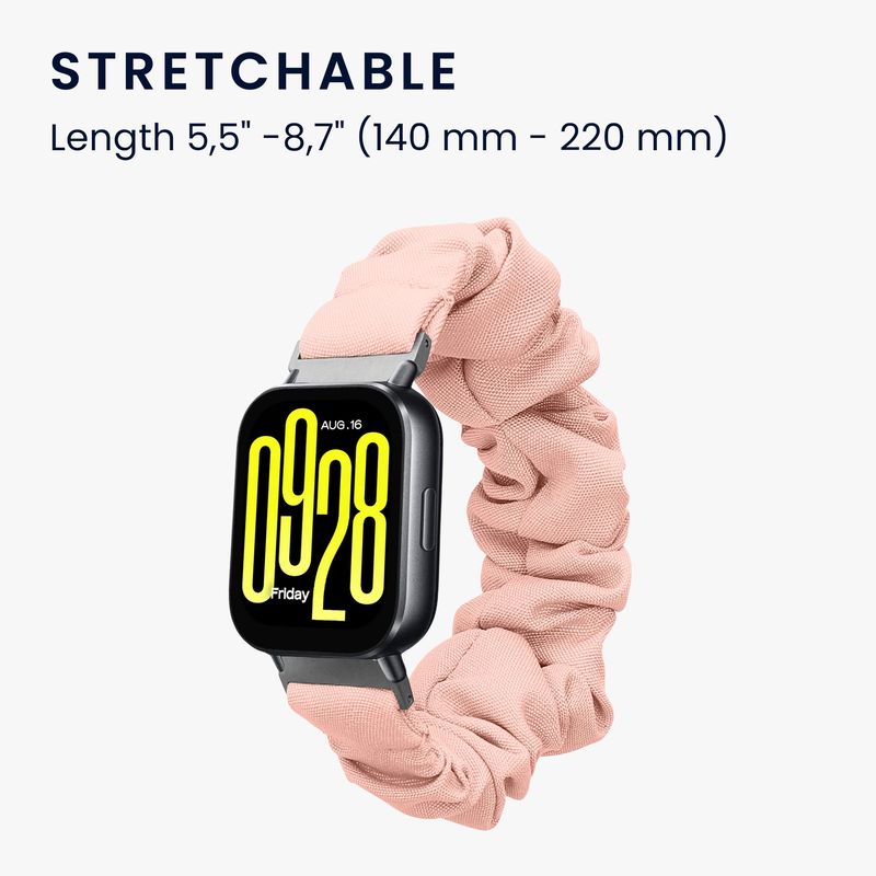 Laptop, Telefoane si Tablete - Wearables si gadgeturi - Wearables - Accesorii wearables - Curea pentru smartwatch Kwmobile pentru Xiaomi Redmi Watch 5 Active, Redmi Watch 5 Lite, material flexibil, bumbac, roz - Infinity.ro