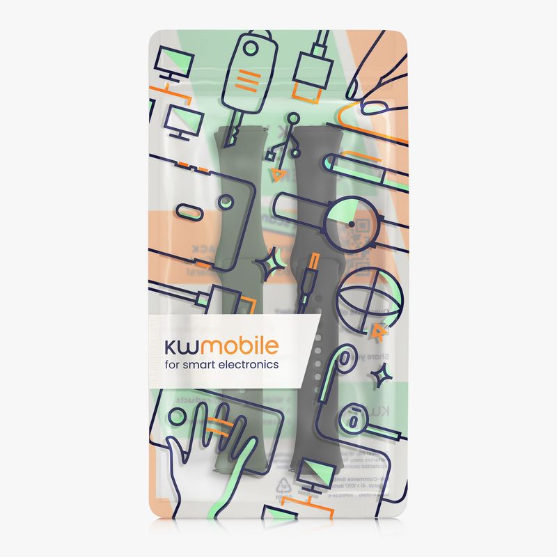 Laptop, Telefoane si Tablete - Wearables si gadgeturi - Wearables - Accesorii wearables - Set 2 curele pentru smartwatch Kwmobile pentru Xiaomi Redmi Watch 3 Active, curea reglabila, silicon, negru, verde - Infinity.ro