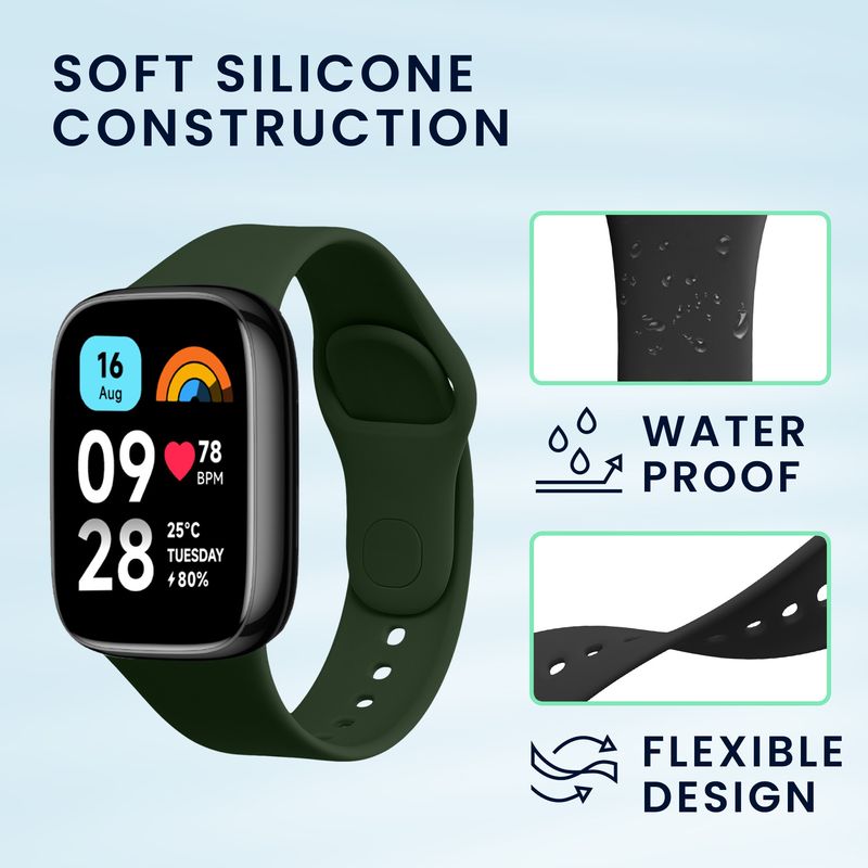 Laptop, Telefoane si Tablete - Wearables si gadgeturi - Wearables - Accesorii wearables - Set 2 curele pentru smartwatch Kwmobile pentru Xiaomi Redmi Watch 3 Active, curea reglabila, silicon, negru, verde - Infinity.ro