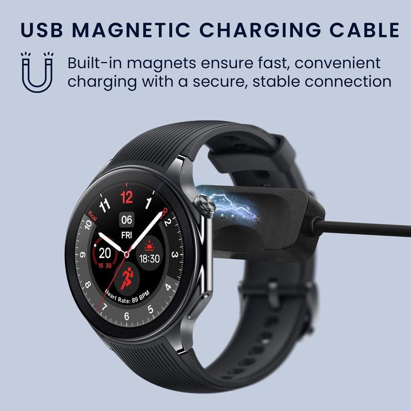 Laptop, Telefoane si Tablete - Wearables si gadgeturi - Wearables - Accesorii wearables - Cablu alimentare Kwmobile pentru OnePlus Watch 2, Watch 3, incarcare, plastic, negru - Infinity.ro
