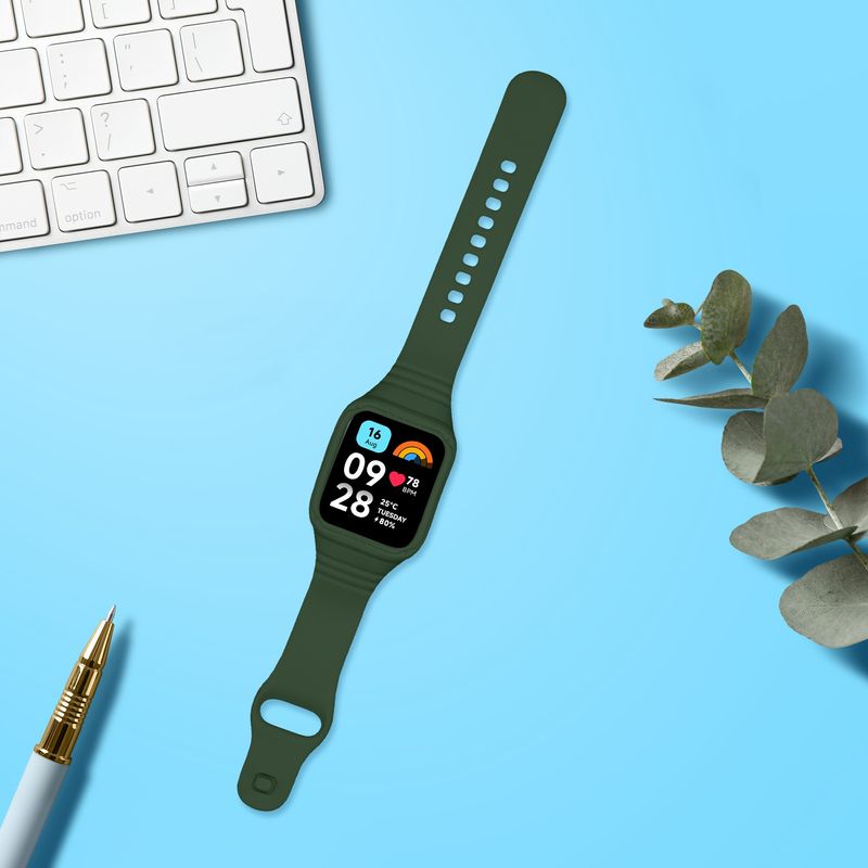 Laptop, Telefoane si Tablete - Wearables si gadgeturi - Wearables - Accesorii wearables - Curea pentru smartwatch Kwmobile pentru Xiaomi Redmi Watch 3 Active, Redmi Watch 3 Lite, curea reglabila, silicon, verde - Infinity.ro
