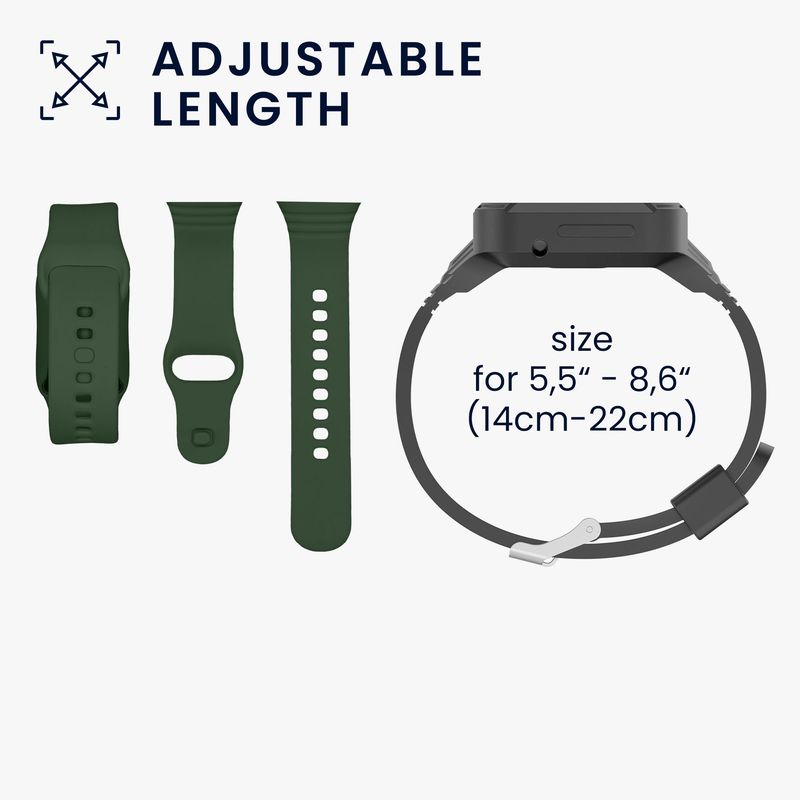 Laptop, Telefoane si Tablete - Wearables si gadgeturi - Wearables - Accesorii wearables - Curea pentru smartwatch Kwmobile pentru Xiaomi Redmi Watch 3 Active, Redmi Watch 3 Lite, curea reglabila, silicon, verde - Infinity.ro