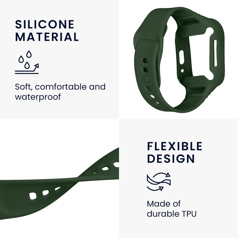 Laptop, Telefoane si Tablete - Wearables si gadgeturi - Wearables - Accesorii wearables - Curea pentru smartwatch Kwmobile pentru Xiaomi Redmi Watch 3 Active, Redmi Watch 3 Lite, curea reglabila, silicon, verde - Infinity.ro