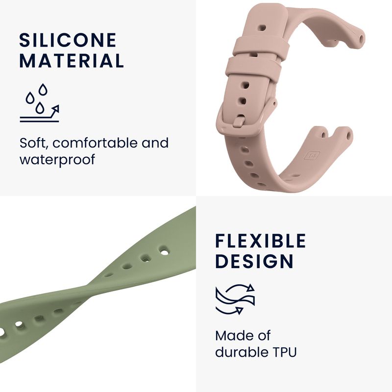 Laptop, Telefoane si Tablete - Wearables si gadgeturi - Wearables - Accesorii wearables - Set 2 curele pentru smartwatch Kwmobile pentru Garmin Lily Sport, curea reglabila, silicon, verde, roz - Infinity.ro