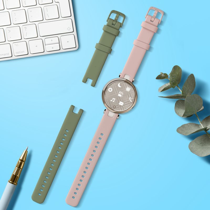 Laptop, Telefoane si Tablete - Wearables si gadgeturi - Wearables - Accesorii wearables - Set 2 curele pentru smartwatch Kwmobile pentru Garmin Lily Sport, curea reglabila, silicon, verde, roz - Infinity.ro