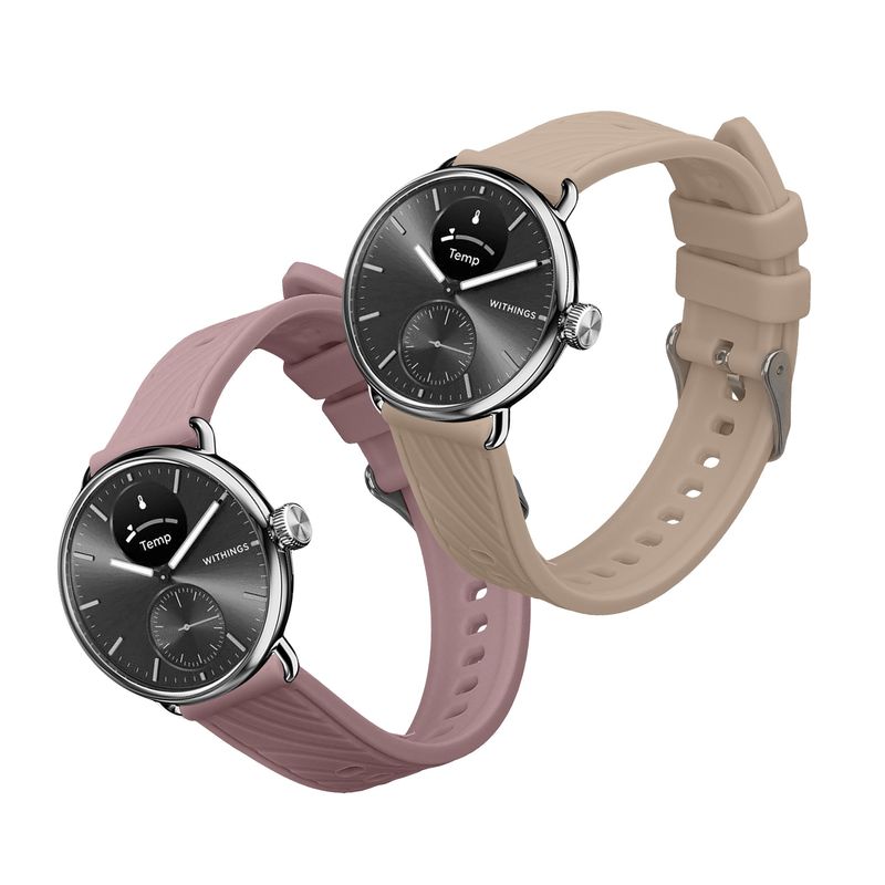 Laptop, Telefoane si Tablete - Wearables si gadgeturi - Wearables - Accesorii wearables - Set 2 curele smartwatch Kwmobile pentru Withings Scanwatch Light 37 mm, Scanwatch 2 38 mm, reglabila, silicon, mov, roz - Infinity.ro