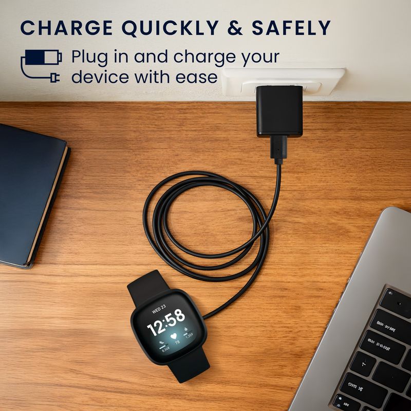 Laptop, Telefoane si Tablete - Wearables si gadgeturi - Wearables - Accesorii wearables - Cablu alimentare Kwmobile pentru Fitbit Versa 4, Sense 2, Versa 3, Sense, incarcare, plastic, negru - Infinity.ro