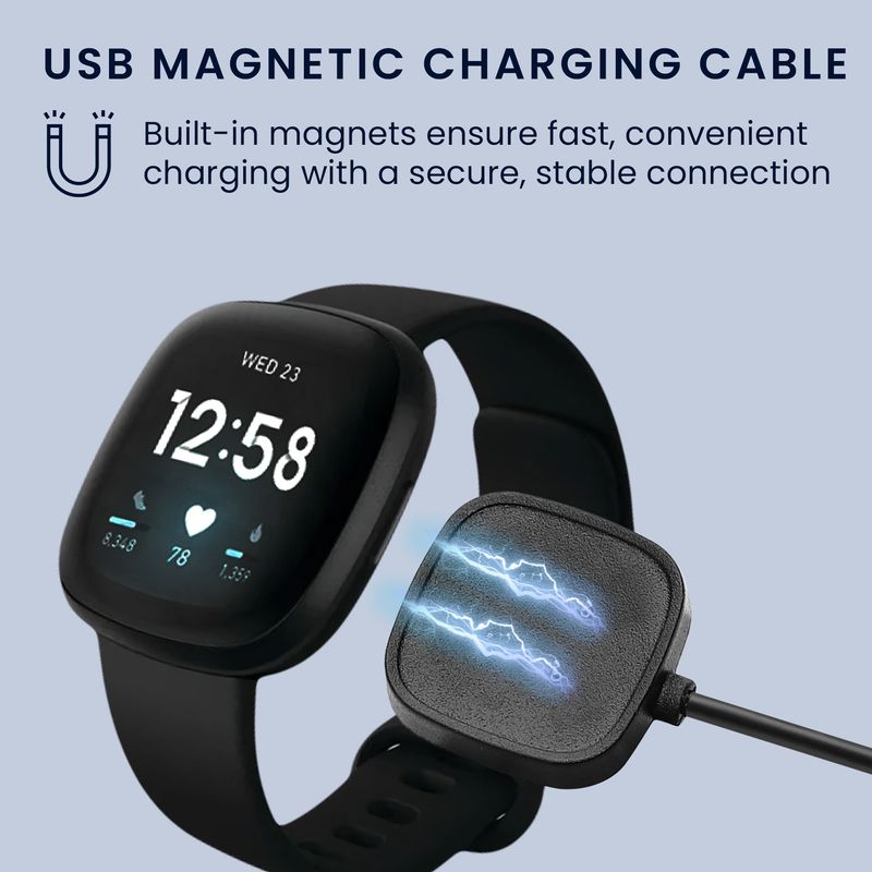 Laptop, Telefoane si Tablete - Wearables si gadgeturi - Wearables - Accesorii wearables - Cablu alimentare Kwmobile pentru Fitbit Versa 4, Sense 2, Versa 3, Sense, incarcare, plastic, negru - Infinity.ro