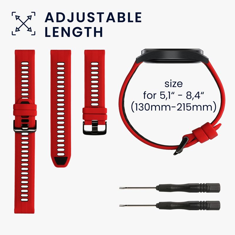 Laptop, Telefoane si Tablete - Wearables si gadgeturi - Wearables - Accesorii wearables - Curea pentru smartwatch Kwmobile pentru Garmin Forerunner 965, 955, 945, 745, curea reglabila, silicon, rosu, negru - Infinity.ro
