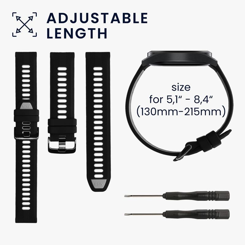 Laptop, Telefoane si Tablete - Wearables si gadgeturi - Wearables - Accesorii wearables - Curea pentru smartwatch Kwmobile pentru Garmin Forerunner 965, 955, 945, 745, curea reglabila, silicon, negru, gri - Infinity.ro