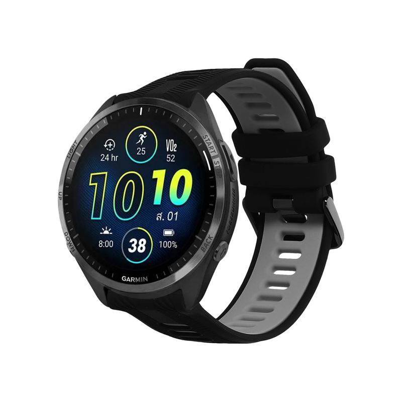 Laptop, Telefoane si Tablete - Wearables si gadgeturi - Wearables - Accesorii wearables - Curea pentru smartwatch Kwmobile pentru Garmin Forerunner 965, 955, 945, 745, curea reglabila, silicon, negru, gri - Infinity.ro