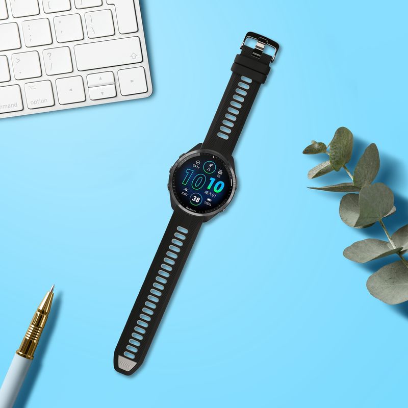 Laptop, Telefoane si Tablete - Wearables si gadgeturi - Wearables - Accesorii wearables - Curea pentru smartwatch Kwmobile pentru Garmin Forerunner 965, 955, 945, 745, curea reglabila, silicon, negru, gri - Infinity.ro
