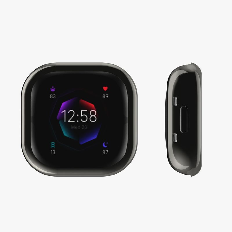 Laptop, Telefoane si Tablete - Wearables si gadgeturi - Wearables - Accesorii wearables - Set 2 huse smartwatch Kwmobile pentru Fitbit Versa 4, Sense 2, antizgarieturi, flexibil, silicon, negru, argintiu - Infinity.ro