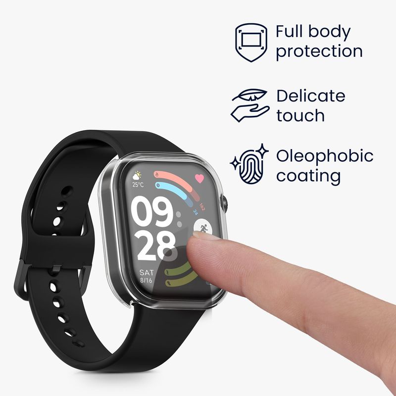Laptop, Telefoane si Tablete - Wearables si gadgeturi - Wearables - Accesorii wearables - Set 2 huse smartwatch Kwmobile pentru Xiaomi Redmi Watch 6, antizgarieturi, flexibil, silicon, transparent, negru - Infinity.ro
