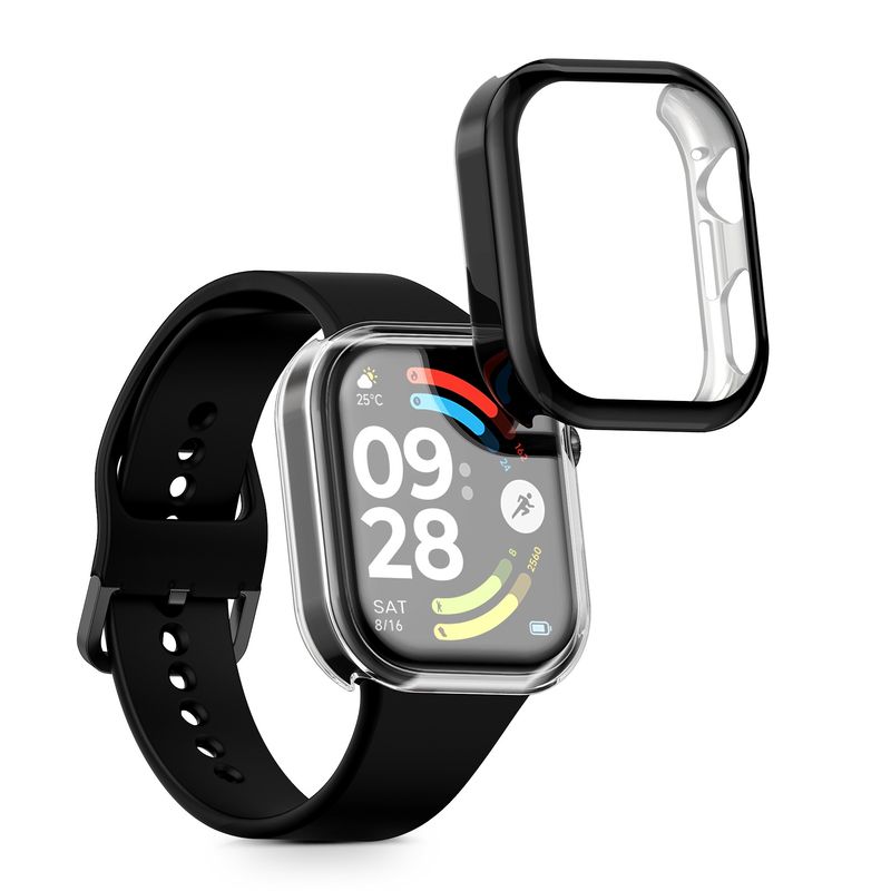 Laptop, Telefoane si Tablete - Wearables si gadgeturi - Wearables - Accesorii wearables - Set 2 huse smartwatch Kwmobile pentru Xiaomi Redmi Watch 6, antizgarieturi, flexibil, silicon, transparent, negru - Infinity.ro