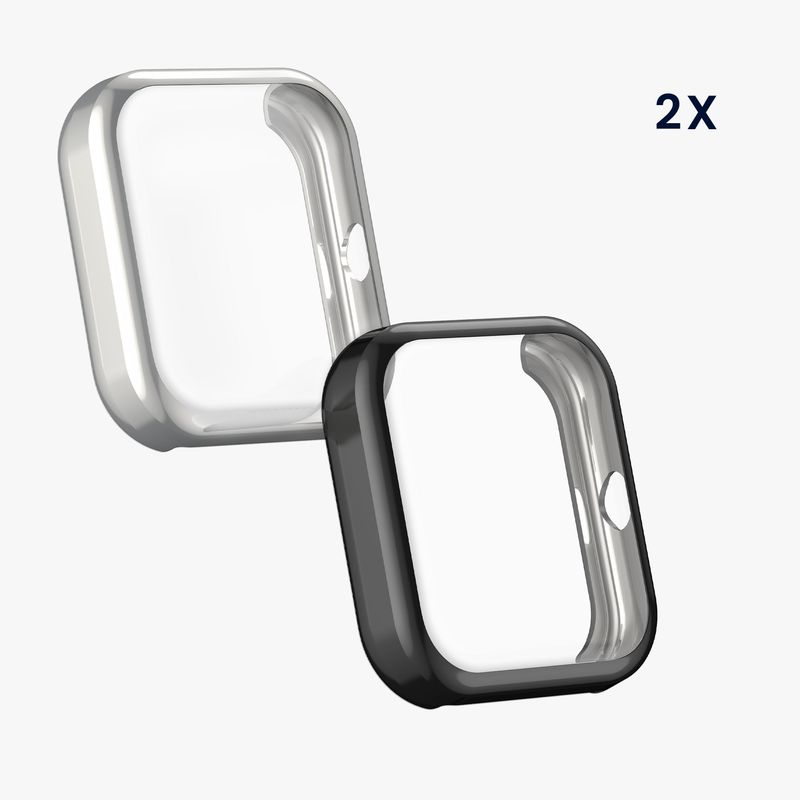 Laptop, Telefoane si Tablete - Wearables si gadgeturi - Wearables - Accesorii wearables - Set 2 huse smartwatch Kwmobile pentru Amazfit Bip 3, Bip 3 Pro, antizgarieturi, flexibil, silicon, negru, argintiu - Infinity.ro