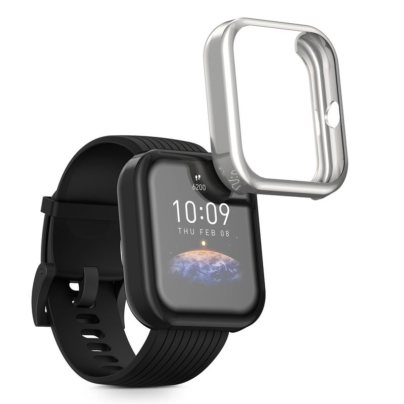 Laptop, Telefoane si Tablete - Wearables si gadgeturi - Wearables - Accesorii wearables - Set 2 huse smartwatch Kwmobile pentru Amazfit Bip 3, Bip 3 Pro, antizgarieturi, flexibil, silicon, negru, argintiu - Infinity.ro