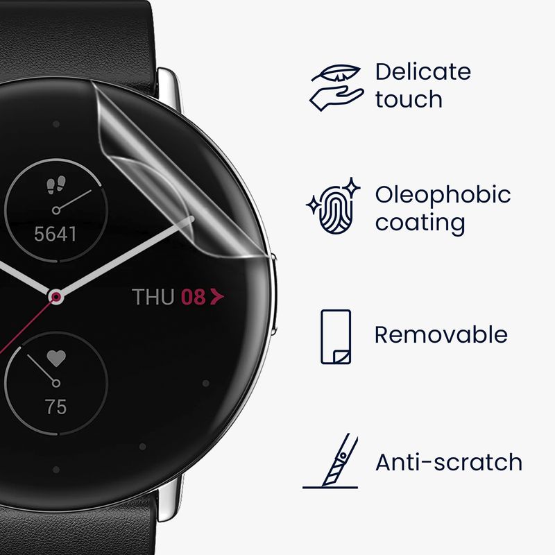 Laptop, Telefoane si Tablete - Wearables si gadgeturi - Wearables - Accesorii wearables - Set 3 folii protectie smartwatch Kwmobile pentru Amazfit Zepp E (Circle), antizgarieturi, antipraf, TPU, transparent - Infinity.ro