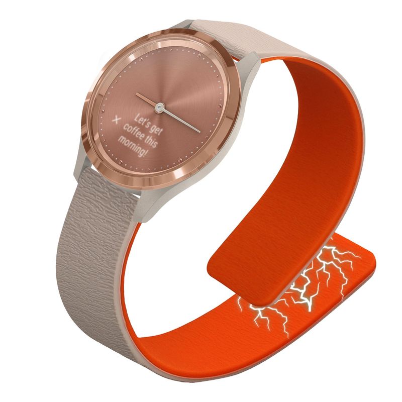 Laptop, Telefoane si Tablete - Wearables si gadgeturi - Wearables - Accesorii wearables - Curea Kwmobile pentru Garmin vivomove 3S, vivoactive 4S, inchidere magnetica, protectie la apa, silicon, bej, portocaliu - Infinity.ro