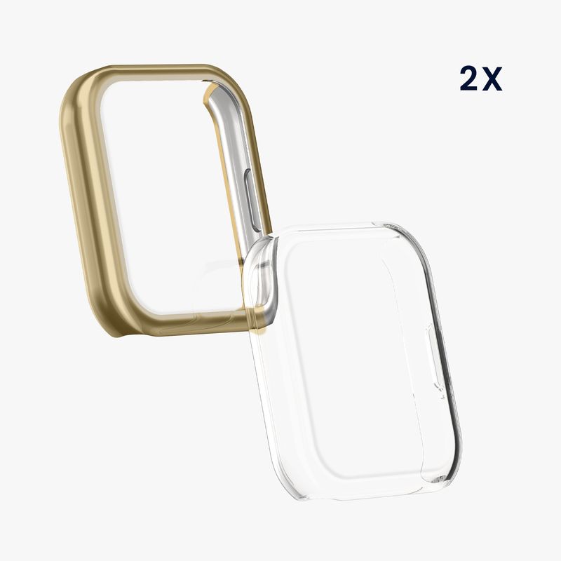 Laptop, Telefoane si Tablete - Wearables si gadgeturi - Wearables - Accesorii wearables - Set 2 huse smartwatch Kwmobile pentru Samsung Galaxy Fit 3, antizgarieturi, flexibil, silicon, transparent, auriu - Infinity.ro