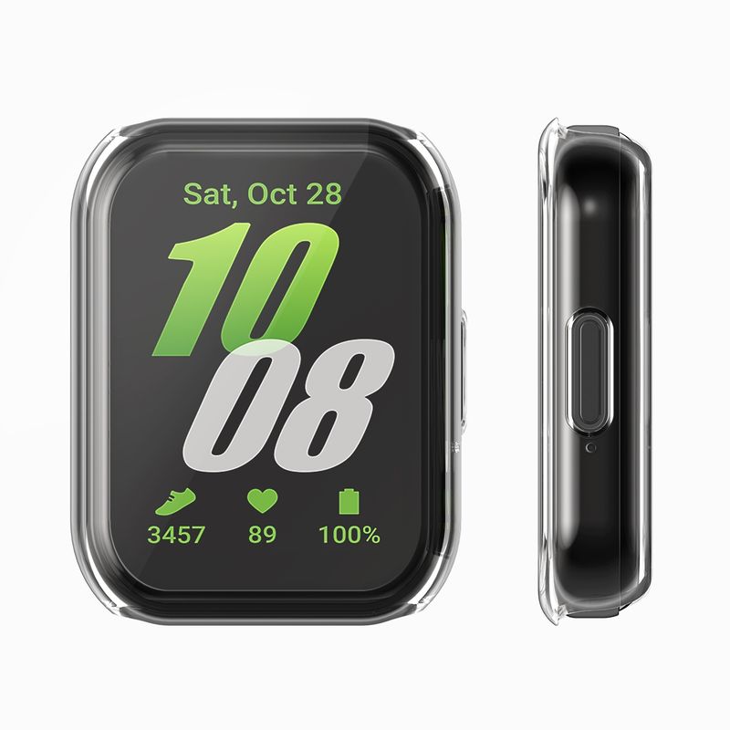 Laptop, Telefoane si Tablete - Wearables si gadgeturi - Wearables - Accesorii wearables - Set 2 huse smartwatch Kwmobile pentru Samsung Galaxy Fit 3, antizgarieturi, flexibil, silicon, transparent, auriu - Infinity.ro