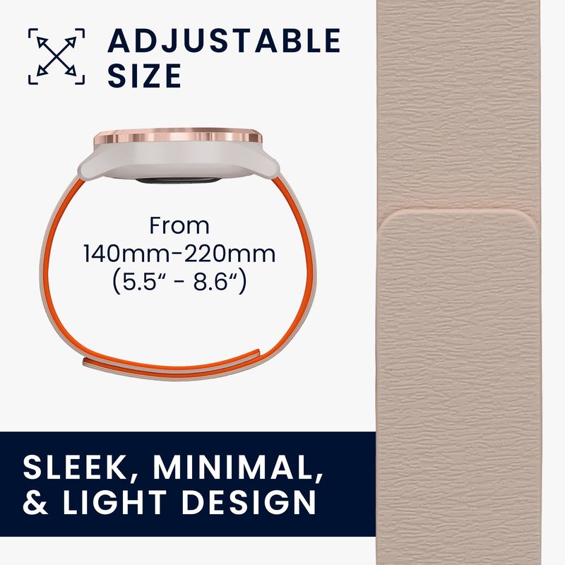 Laptop, Telefoane si Tablete - Wearables si gadgeturi - Wearables - Accesorii wearables - Curea Kwmobile pentru Garmin vivomove 3S, vivoactive 4S, inchidere magnetica, protectie la apa, silicon, bej, portocaliu - Infinity.ro