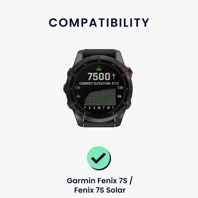 Laptop, Telefoane si Tablete - Wearables si gadgeturi - Wearables - Accesorii wearables - Husa smartwatch Kwmobile pentru Garmin Fenix 7S, Fenix 7S Solar, antisoc, antizgarieturi, silicon, negru, argintiu - Infinity.ro