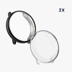 Laptop, Telefoane si Tablete - Wearables si gadgeturi - Wearables - Accesorii wearables - Set 2 huse smartwatch Kwmobile pentru Amazfit Active 2 (A2437), antizgarieturi, flexibil, silicon, transparent, negru - Infinity.ro