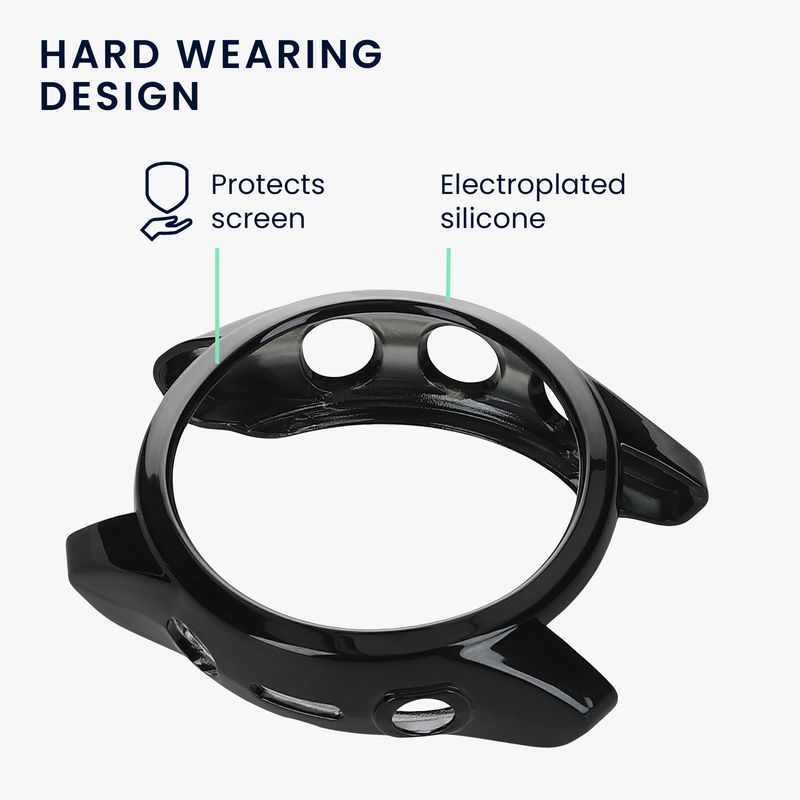 Laptop, Telefoane si Tablete - Wearables si gadgeturi - Wearables - Accesorii wearables - Husa smartwatch Kwmobile pentru Garmin Fenix 7S, Fenix 7S Solar, antisoc, antizgarieturi, silicon, negru, argintiu - Infinity.ro