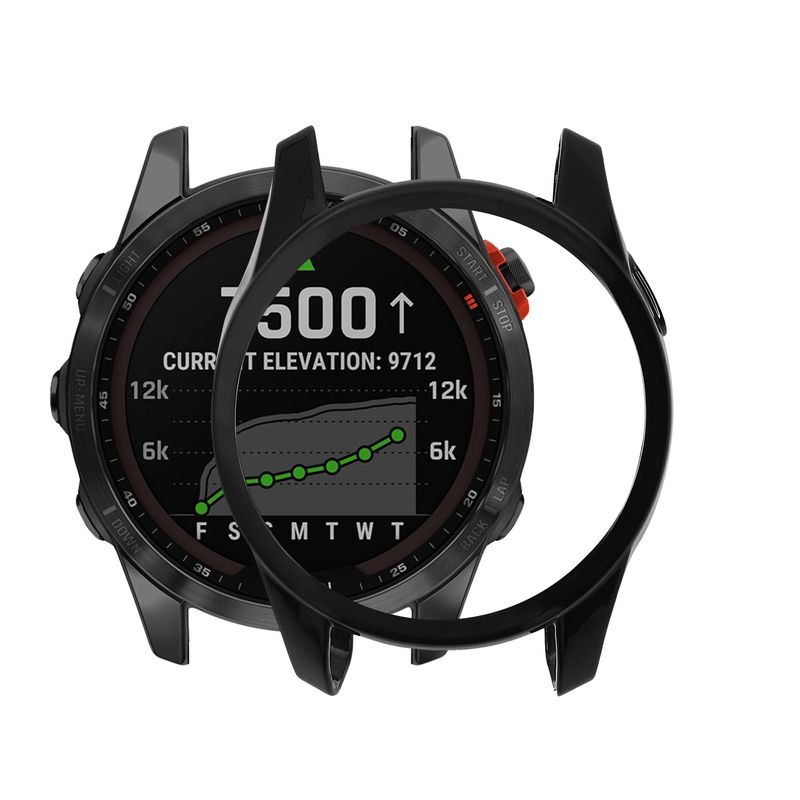 Laptop, Telefoane si Tablete - Wearables si gadgeturi - Wearables - Accesorii wearables - Husa smartwatch Kwmobile pentru Garmin Fenix 7S, Fenix 7S Solar, antisoc, antizgarieturi, silicon, negru, argintiu - Infinity.ro