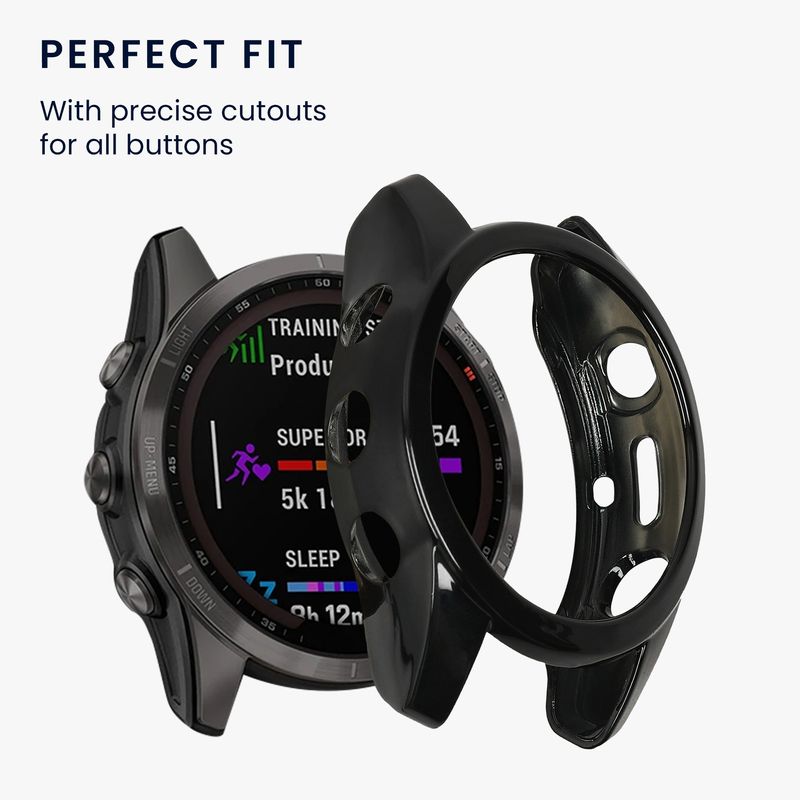 Laptop, Telefoane si Tablete - Wearables si gadgeturi - Wearables - Accesorii wearables - Husa smartwatch Kwmobile pentru Garmin Fenix 7S, Fenix 7S Solar, antisoc, antizgarieturi, silicon, negru, argintiu - Infinity.ro