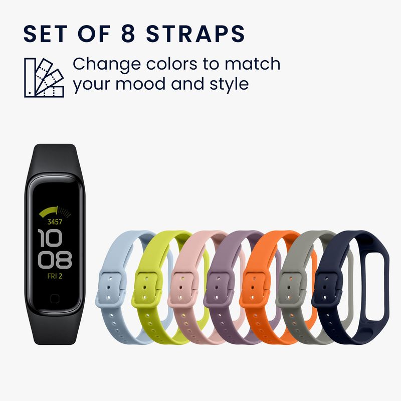 Laptop, Telefoane si Tablete - Wearables si gadgeturi - Wearables - Accesorii wearables - Set 8 curele pentru smartwatch Kwmobile pentru Samsung Galaxy Fit 2, curea reglabila, silicon, multicolor - Infinity.ro