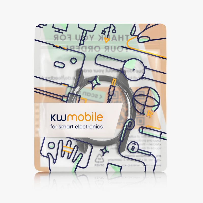 Laptop, Telefoane si Tablete - Wearables si gadgeturi - Wearables - Accesorii wearables - Husa smartwatch Kwmobile pentru Garmin Fenix 7S, Fenix 7S Solar, antisoc, antizgarieturi, silicon, negru, argintiu - Infinity.ro