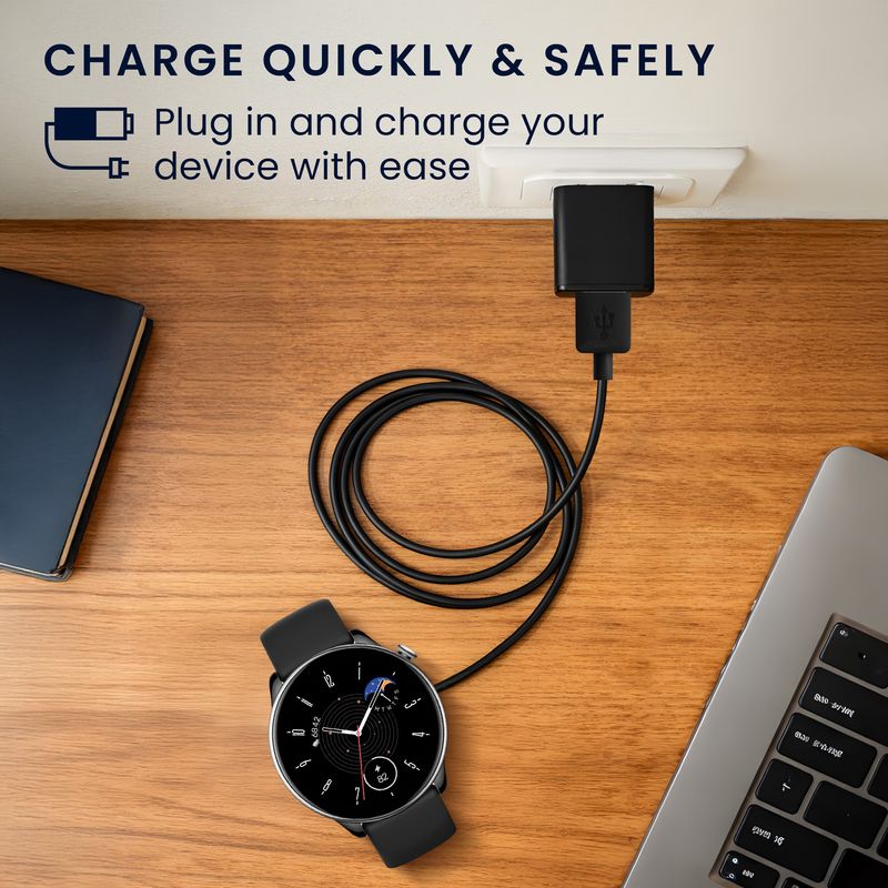 Laptop, Telefoane si Tablete - Wearables si gadgeturi - Wearables - Accesorii wearables - Cablu alimentare Kwmobile pentru Amazfit GTR Mini, GTS 4 Mini, GTS 2 Mini, Active Edge, incarcare, plastic, negru - Infinity.ro
