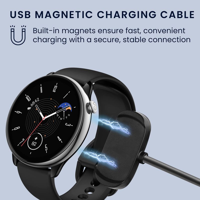 Laptop, Telefoane si Tablete - Wearables si gadgeturi - Wearables - Accesorii wearables - Cablu alimentare Kwmobile pentru Amazfit GTR Mini, GTS 4 Mini, GTS 2 Mini, Active Edge, incarcare, plastic, negru - Infinity.ro