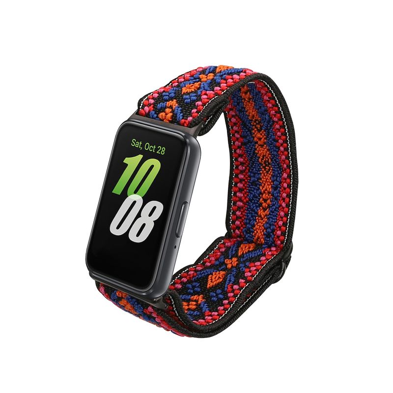 Laptop, Telefoane si Tablete - Wearables si gadgeturi - Wearables - Accesorii wearables - Curea pentru smartwatch Kwmobile pentru Samsung Galaxy Fit 3, curea reglabila, nailon, portocaliu, rosu - Infinity.ro