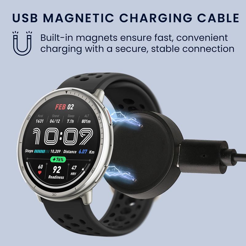 Laptop, Telefoane si Tablete - Wearables si gadgeturi - Wearables - Accesorii wearables - Cablu alimentare Kwmobile pentru Amazfit Bip 6, Active 2 (A2437), Active 2 Square (A2434), incarcare, plastic, negru - Infinity.ro