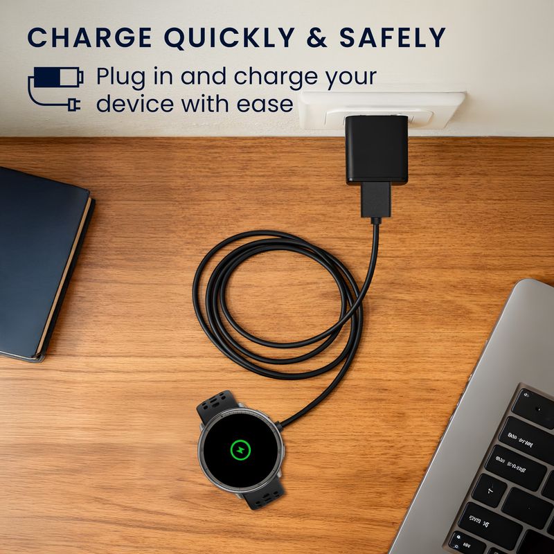 Laptop, Telefoane si Tablete - Wearables si gadgeturi - Wearables - Accesorii wearables - Cablu alimentare Kwmobile pentru Amazfit Bip 6, Active 2 (A2437), Active 2 Square (A2434), incarcare, plastic, negru - Infinity.ro