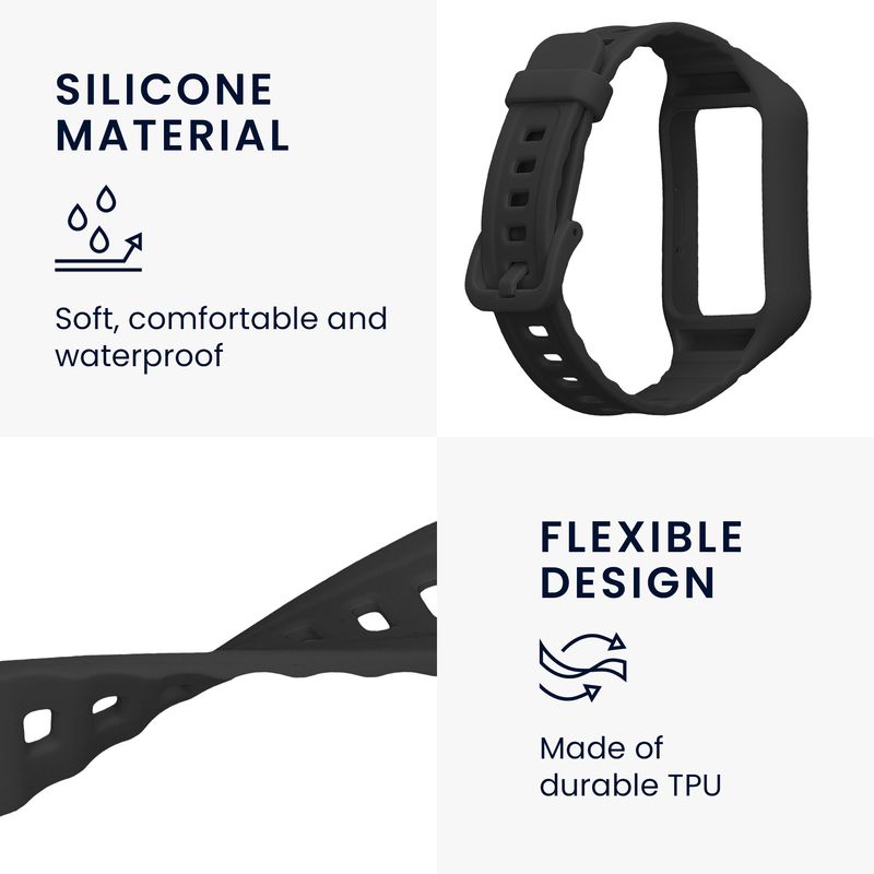 Laptop, Telefoane si Tablete - Wearables si gadgeturi - Wearables - Accesorii wearables - Curea pentru smartwatch Kwmobile pentru Samsung Galaxy Fit 3, curea reglabila, silicon, negru - Infinity.ro