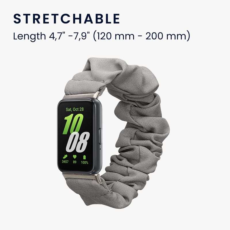Laptop, Telefoane si Tablete - Wearables si gadgeturi - Wearables - Accesorii wearables - Curea pentru smartwatch Kwmobile pentru Samsung Galaxy Fit 3, material flexibil, bumbac, gri - Infinity.ro