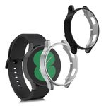 Laptop, Telefoane si Tablete - Wearables si gadgeturi - Wearables - Accesorii wearables - Set 2 huse smartwatch Kwmobile pentru Samsung Galaxy Watch 4 (40 mm), antizgarieturi, flexibil, silicon, negru, argintiu - Infinity.ro