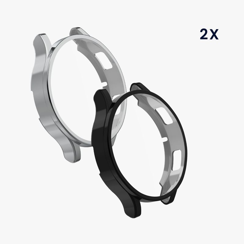 Laptop, Telefoane si Tablete - Wearables si gadgeturi - Wearables - Accesorii wearables - Set 2 huse smartwatch Kwmobile pentru Samsung Galaxy Watch 4 (40 mm), antizgarieturi, flexibil, silicon, negru, argintiu - Infinity.ro