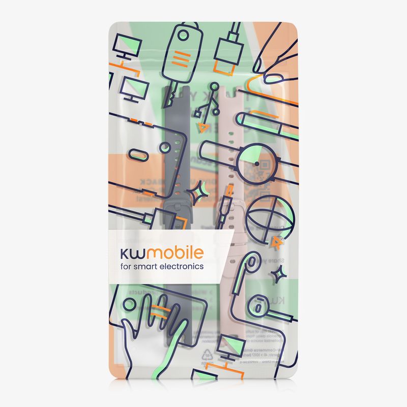 Laptop, Telefoane si Tablete - Wearables si gadgeturi - Wearables - Accesorii wearables - Set 2 curele pentru smartwatch Kwmobile pentru Garmin Lily Sport, curea reglabila, silicon, gri, roz - Infinity.ro