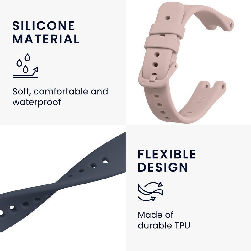 Laptop, Telefoane si Tablete - Wearables si gadgeturi - Wearables - Accesorii wearables - Set 2 curele pentru smartwatch Kwmobile pentru Garmin Lily Sport, curea reglabila, silicon, gri, roz - Infinity.ro